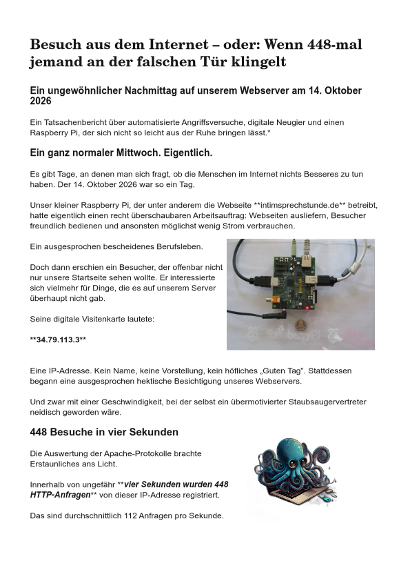 Seite 1 von 8 des illustrierten Angriffsberichts