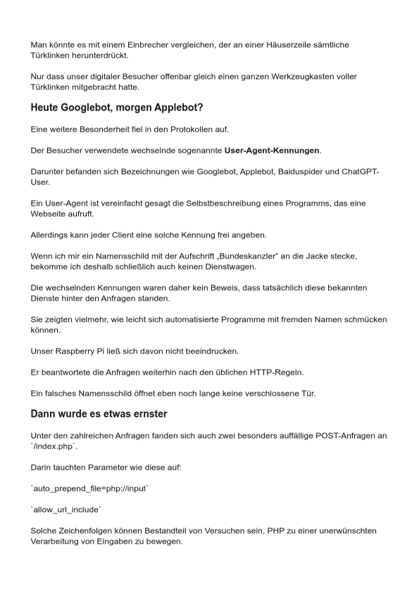 Seite 3 von 8 des illustrierten Angriffsberichts